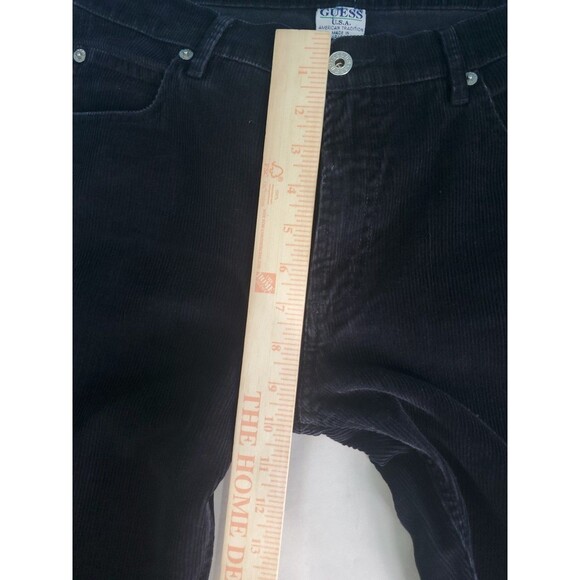 Guess Corduroy Pants Sz 29 Straight Leg Mid Rise Black Made In The USA Y2K - Picture 11 of 14